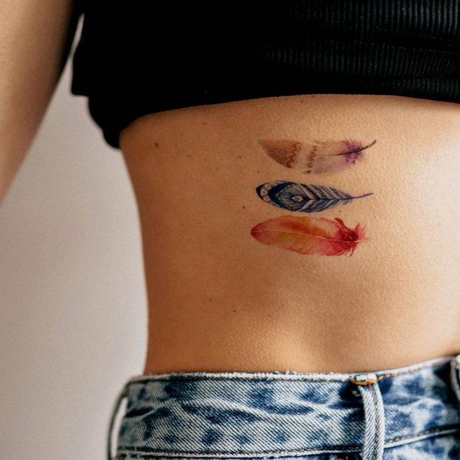 Косметика - Набір тату для тіла Tattooshka Кольорові пера (T-161)#2