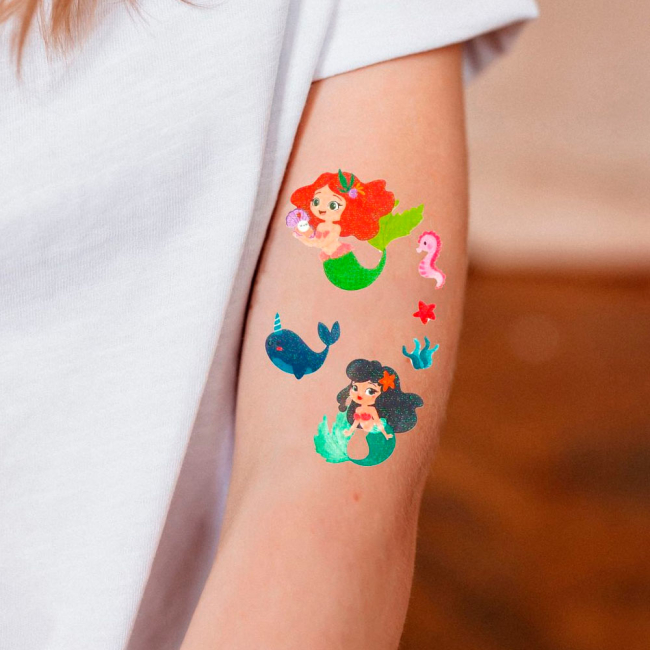 Косметика - Набор тату для тела Tattooshka Русалочки с блестками (WS-E046)#2