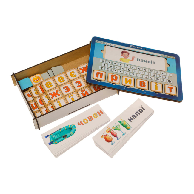 Обучающие игрушки - Планшет Ань-Янь Собери слово по картинке на украинском голубой (4823720033532)#3