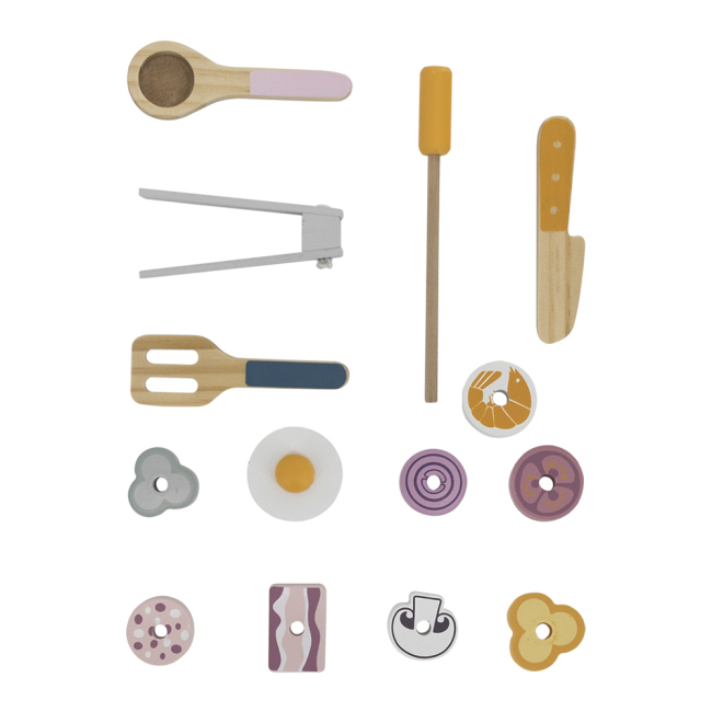 Детские кухни и бытовая техника - Игрушечная плита Viga Toys PolarB с посудкой и грилем складная (44032)#3