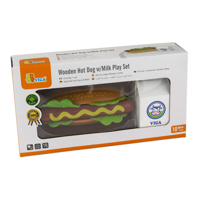 Детские кухни и бытовая техника - Игрушечные продукты Viga Toys Хот-дог и молоко деревянные (51601)#2