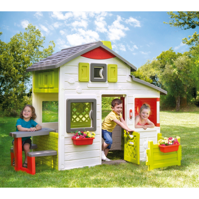 Игровые комплексы, качели, горки - Игровой домик Smoby для друзей с дверным звонком и забором (810203)#4
