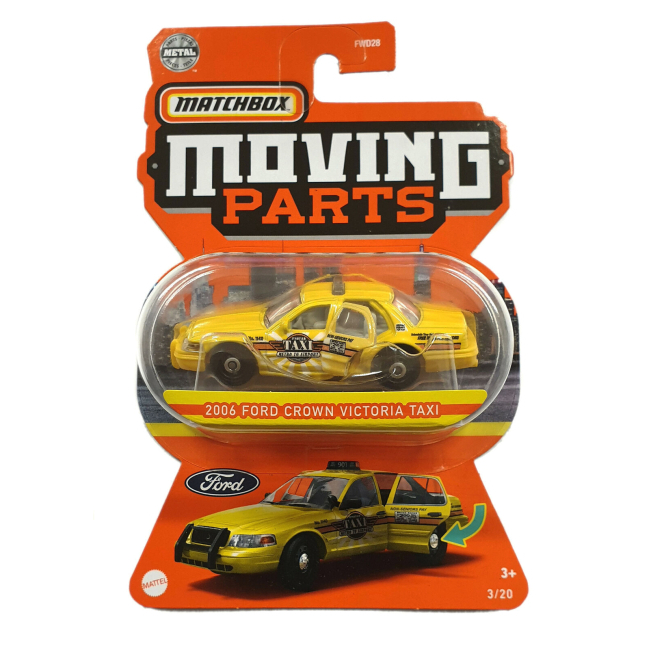 Транспорт і спецтехніка - Автомодель Matchbox Moving parts 2006 Ford Crown Victoria таксі 1:64 (FWD28/GWB46)#2