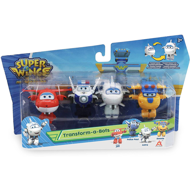 Фигурки персонажей - Игровой набор Super Wings Transform-a-bots Джетт, Пол, Астра, Донни строитель (EU720040H)#2