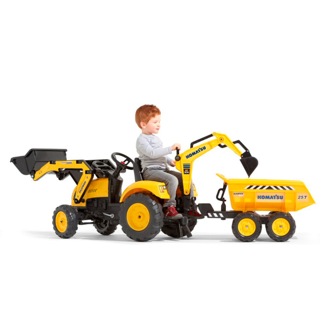 Велосипеды - Веломобиль Falk Трактор Komatsu с прицепом желтый (3016202086237)#3