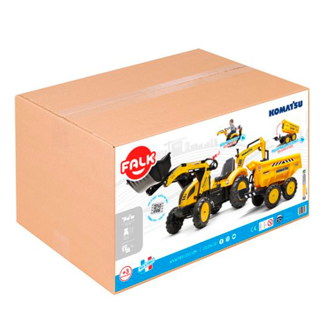 Велосипеды - Веломобиль Falk Трактор Komatsu с прицепом желтый (3016202086237)#4