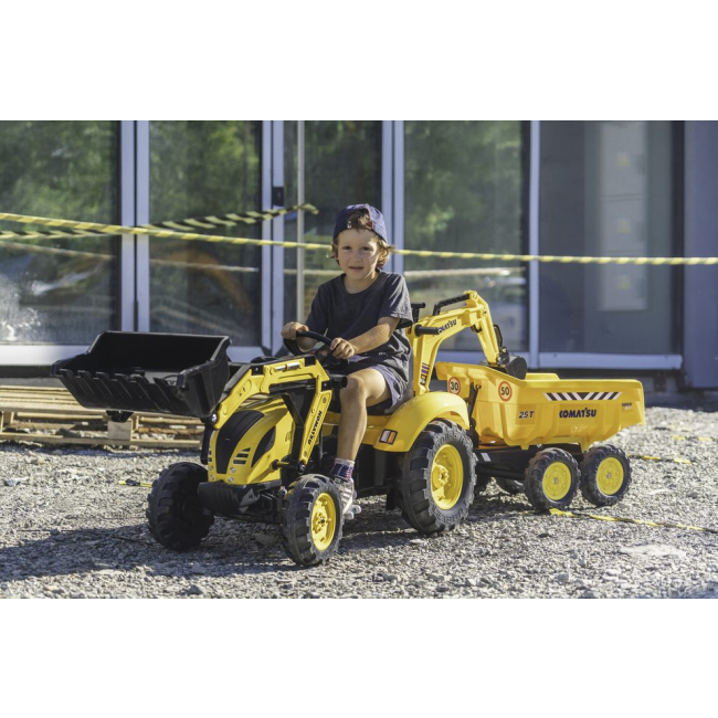 Велосипеды - Веломобиль Falk Трактор Komatsu с прицепом желтый (3016202086237)#5