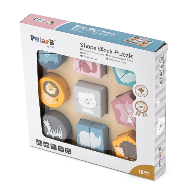 Развивающие игрушки - Пазл-сортер Viga Toys PolarB Формы и дикие животные (44012)#3