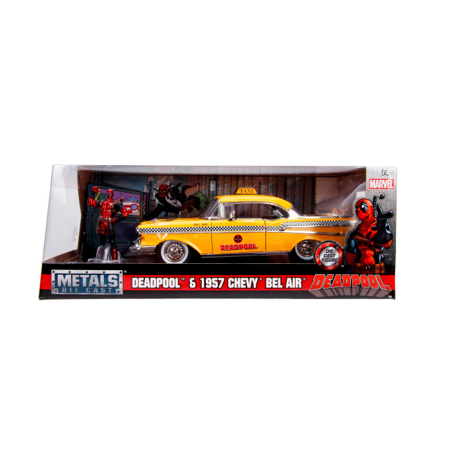 Транспорт и спецтехника - Автомодель Jada Марвел Желтое такси Чеви Бел Эйр 1957 с фигуркой Дедпула (253225001)#5