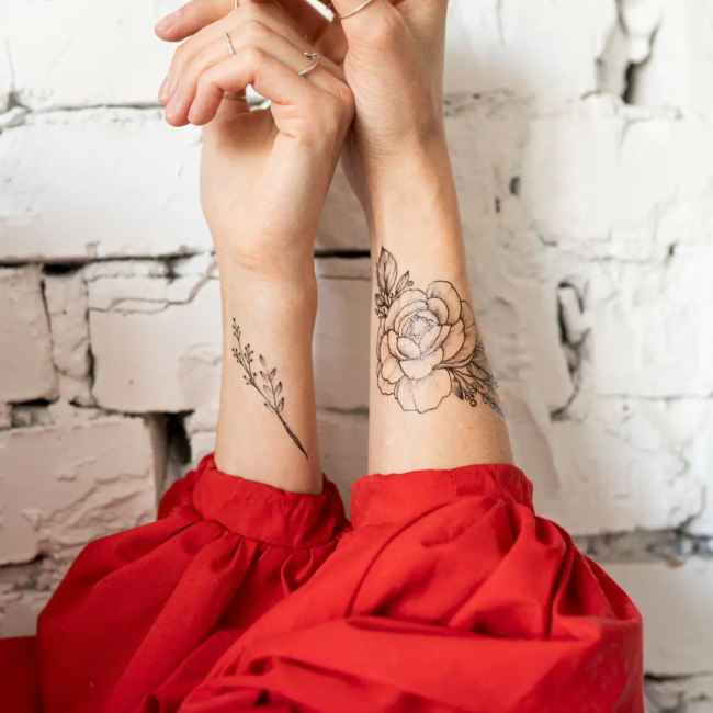 Косметика - Набор тату для тела Tattooshka Пионы с веточками (TH-391)#2