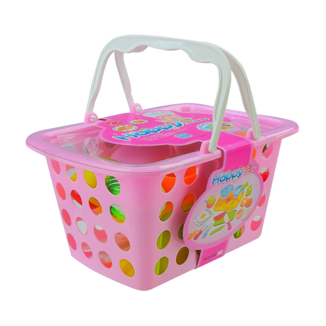 Детские кухни и бытовая техника - Игровой набор посуды Shantou Jinxing в корзинке (666-41)#4