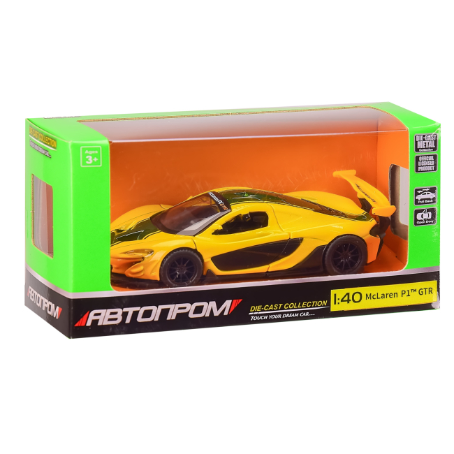 Автомоделі - Автомодель Автопром Mclaren P1 GTR жовта 1:40 (4337/4337-1)#2
