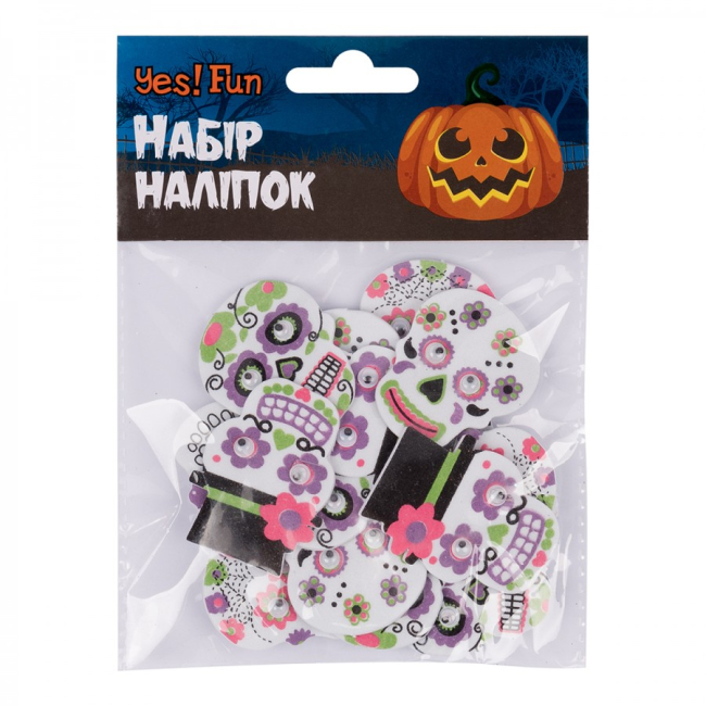 Аксессуары для праздников - Набор наклеек Yes Fun Хэллоуин Милый череп 12 шт (973706)#2