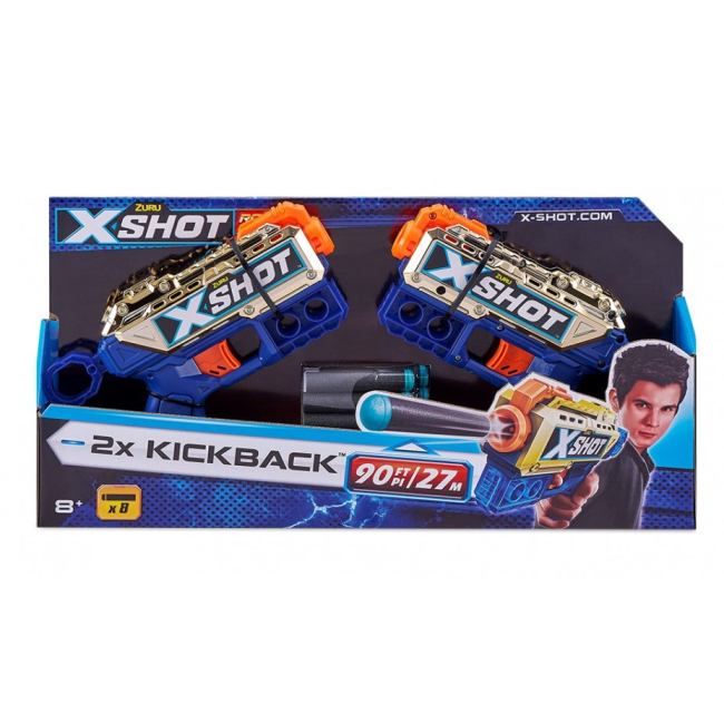 Помповое оружие - Скорострельный бластер Zuru X-Shot Exsel Double Kickback Golden (36478Z)#3