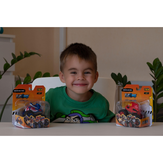 Автомоделі - Автомодель Flip Cars Монстр-трак Лев 2 в 1 (EU463875A-02)#8