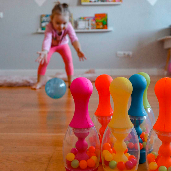 Спортивные активные игры - Игровой набор Battat Яркий боулинг с подставкой голубой (BX4511Z)#7