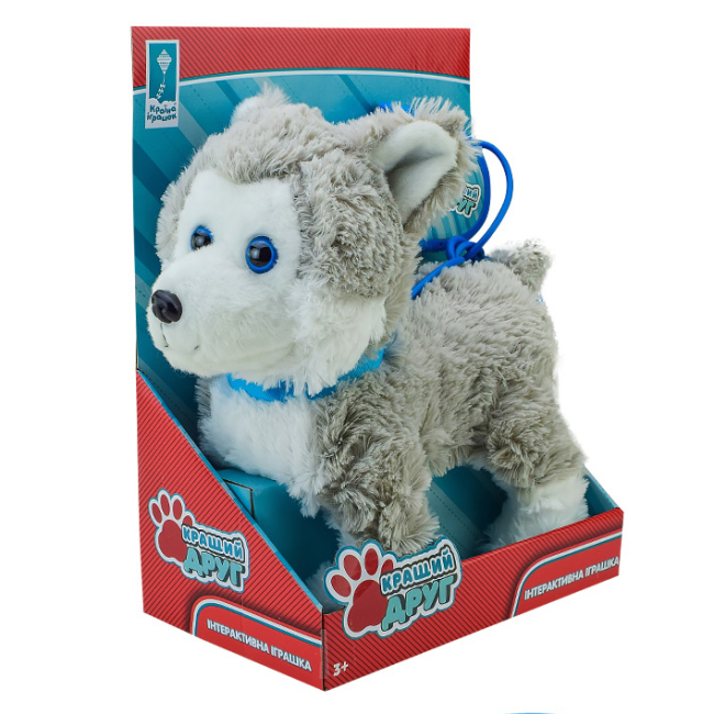 Мягкие животные - Интерактивная игрушка Країна Іграшок Собака на поводке серая (PL8211)#2