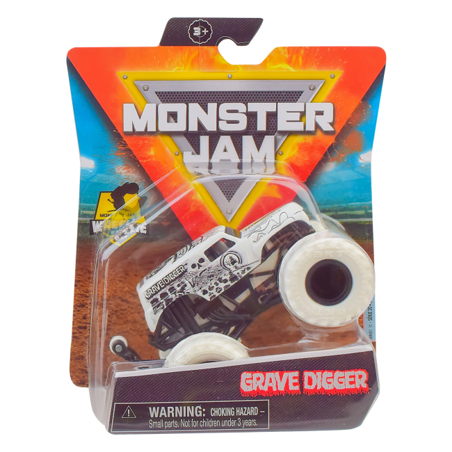 Автомодели - ​Автомодель Monster Jam Grave digger series 20 белая 1:64 (6044941-14)#3