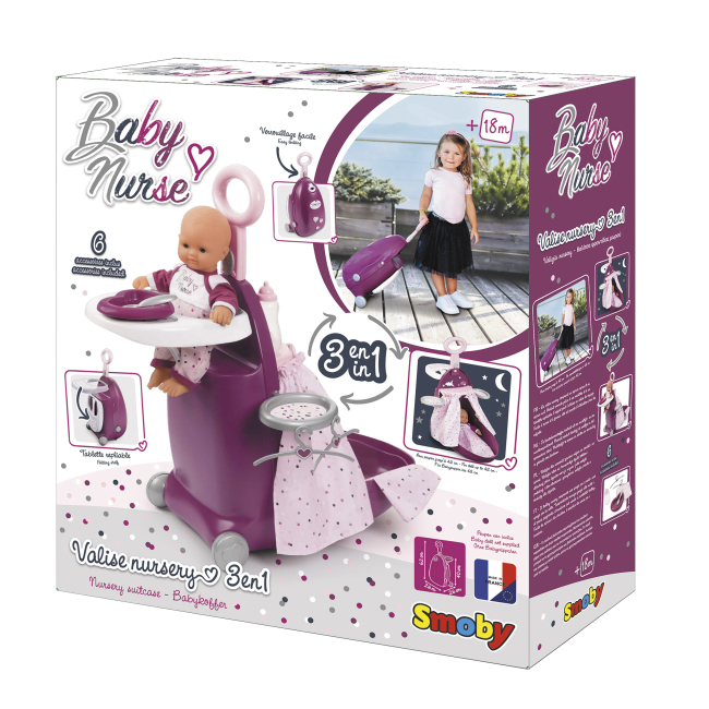 Меблі та будиночки - Розкладна валіза Smoby Baby nurse Прованс 3 в 1 (220346)#4
