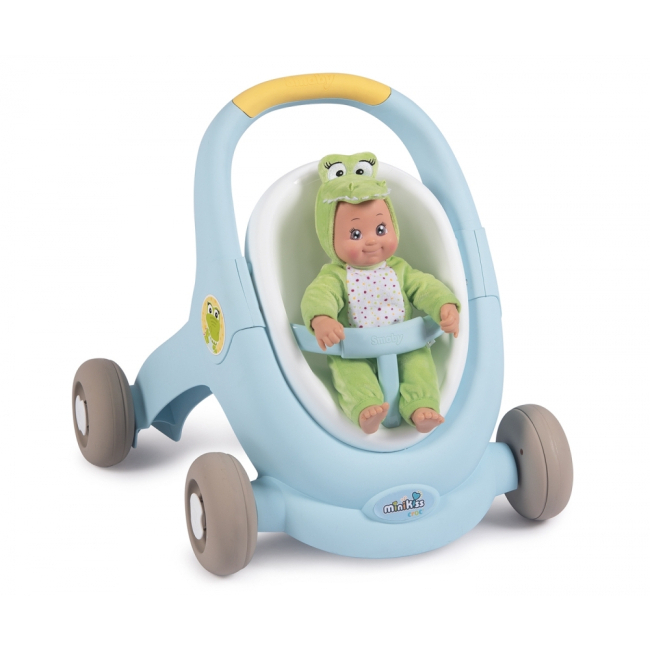 Транспорт и питомцы - ​Коляска для пупса Миникисс Smoby Toys 3 в 1 голубая (210207)#4