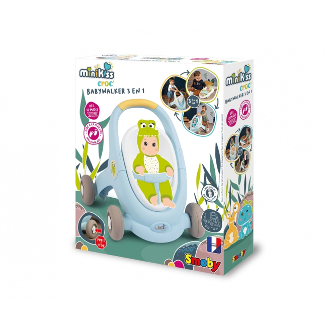 Транспорт и питомцы - ​Коляска для пупса Миникисс Smoby Toys 3 в 1 голубая (210207)#7