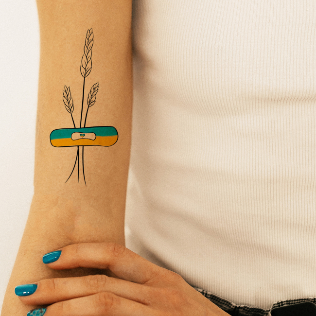 Косметика - Набір тату для тіла Tattooshka Український колосок із сердечками (L-50)#2