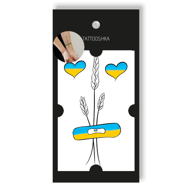 Косметика - Набір тату для тіла Tattooshka Український колосок із сердечками (L-50)#3
