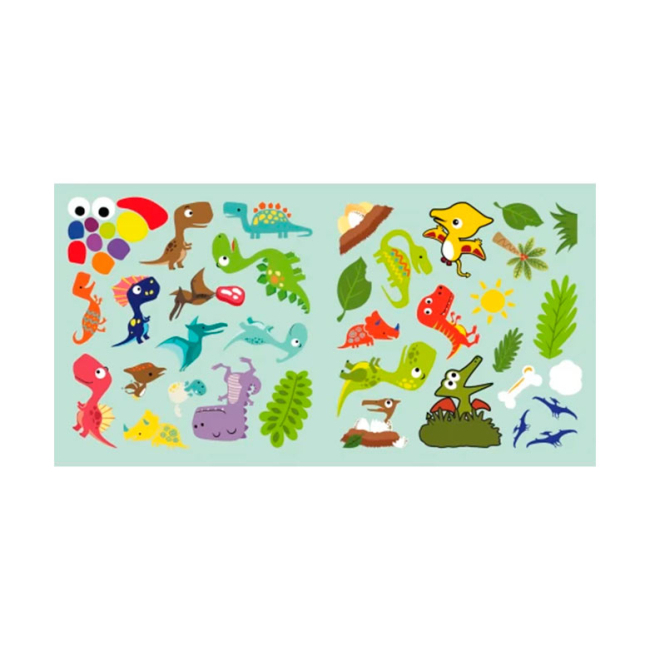 Розмальовки та актівітібуки (2-6 років) - Книжка «Розмальовки аплікації завдання Динозаври на прогулянці 40 наліпок» (9789669876102)#4