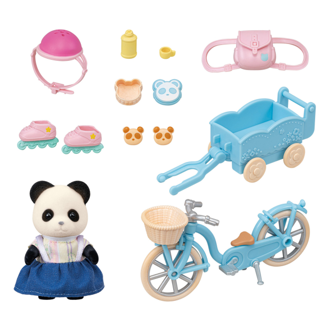 Фігурки тварин - Ігровий набір Sylvanian Families Панда з велосипедом та роликами (5652)#2