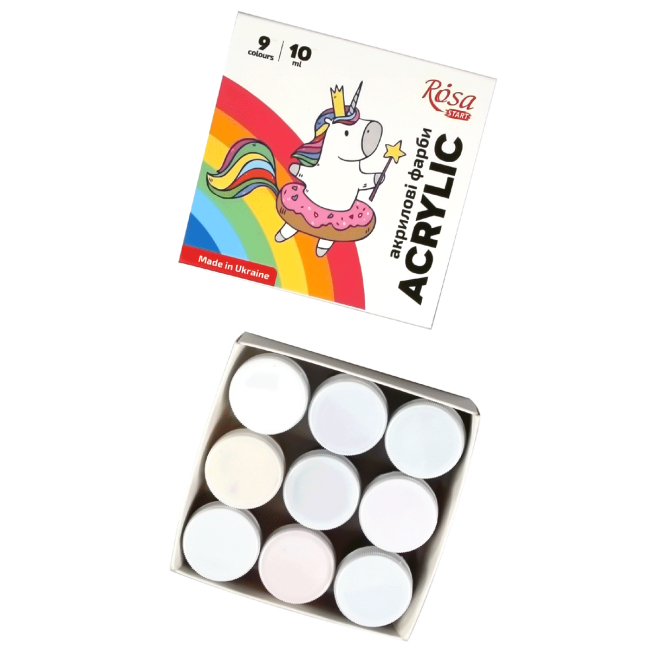Канцтовары - Краски акриловые Rosa Start Unicorn 9 цветов 10 мл (322111005)#2