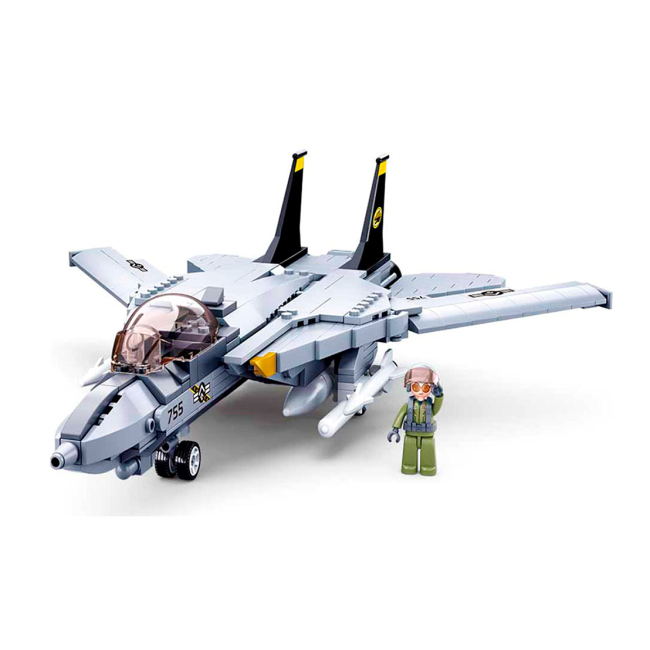 Конструктори з унікальними деталями - Конструктор Sluban Model Bricks Військовий літак F14 404 деталей (M38-B0755)#2