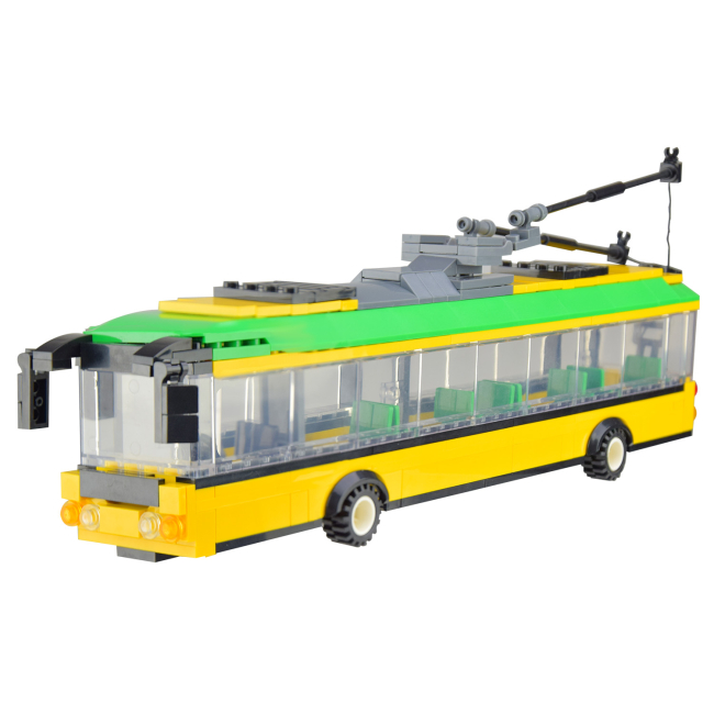 Конструкторы с уникальными деталями - Конструктор IBLOCK Транспорт Троллейбус жёлтый (PL-921-379)#2