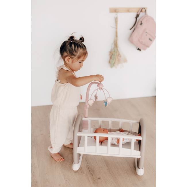 Меблі та будиночки - Колиска Smoby Бебi Ньорс Рожева пудра з мобілем (220372)#4