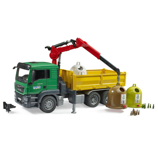 Транспорт и спецтехника - Автомодель Bruder MAN TGS с контейнерами для стеклянных отходов (03753)#2