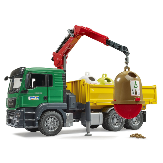 Транспорт и спецтехника - Автомодель Bruder MAN TGS с контейнерами для стеклянных отходов (03753)#4