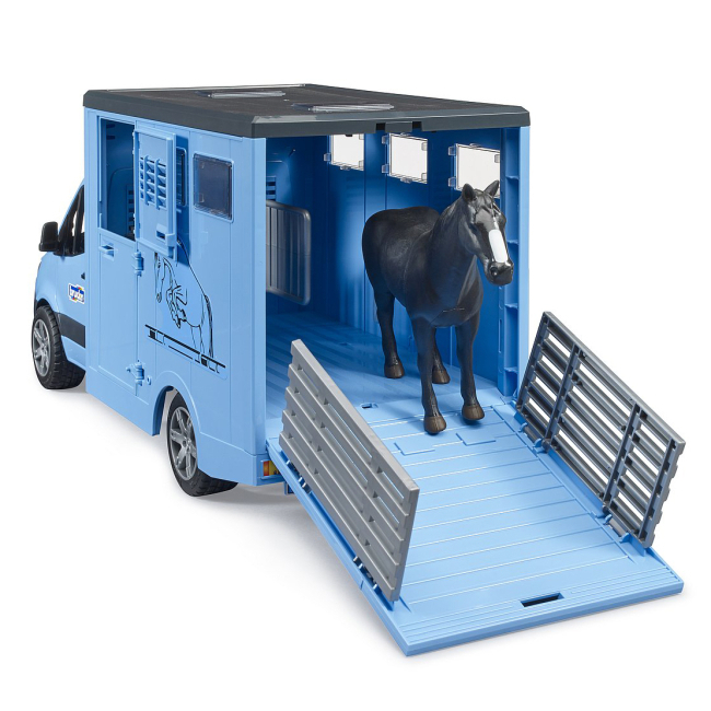 Транспорт и спецтехника - Грузовик Bruder MB Sprinter для перевозки животных с лошадью (02674)#3