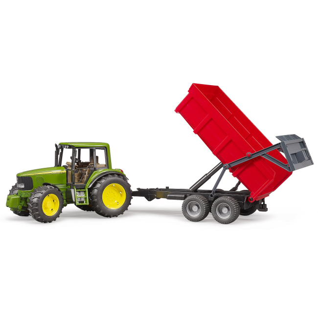 Транспорт і спецтехніка - Трактор Bruder John Deere з червоним причіпом (02057)#2