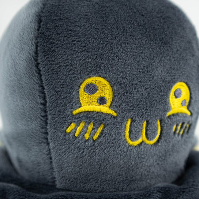 М'які тварини - ​М'яка іграшка KidsQo Восьминіг перевертиш сіро-жовтий 11 см (KD660)#3