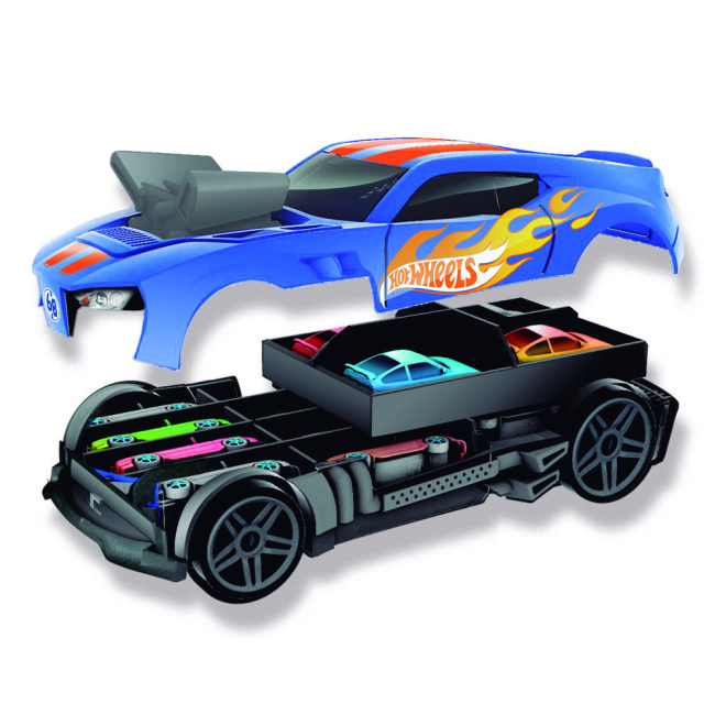 Паркинги и гаражи - Гоночный автомобиль-гараж Hot Wheels Синий 2 в 1 (HWCC15)#4