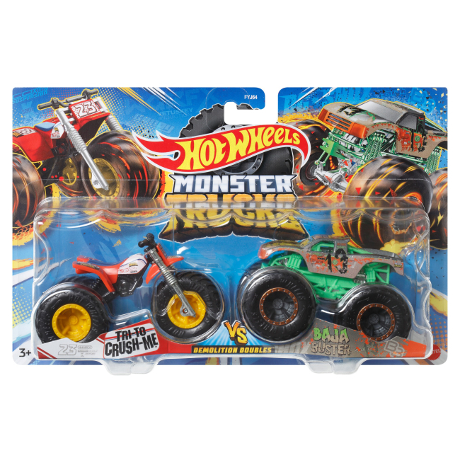 Автомоделі - Набір машинок Hot Wheels Monster Trucks Tri to cruch me vs Baja buster (FYJ64/HLT66)#4