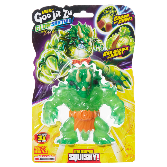 Антистрес іграшки - Стретч-антистрес Goo Jit Zu Glow shifters Трицераптор (123017)#2