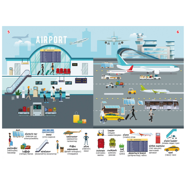 Книги-картинки для детей (2-6 лет) - Книжка « Перший віммельбух із наліпками Транспорт» (9786175471906)#3