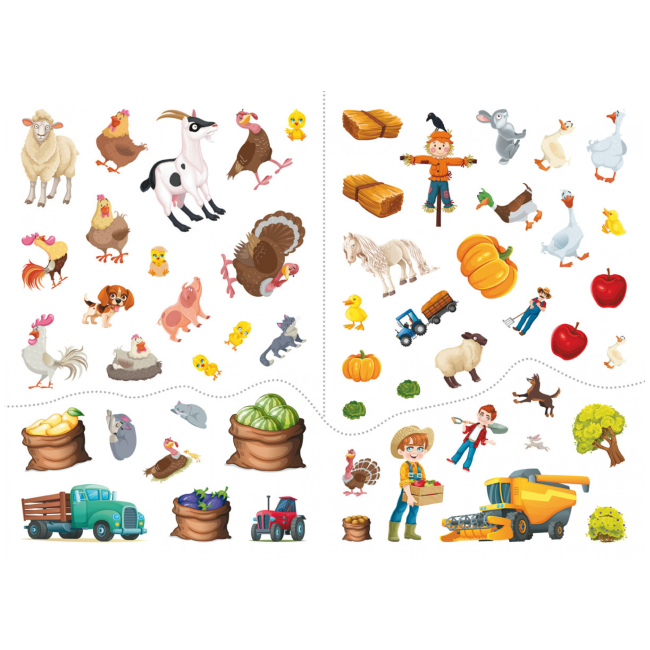 Книги-картинки для детей (2-6 лет) - Книжка «Перший віммельбух із наліпками Ферма» (9786175471807)#4