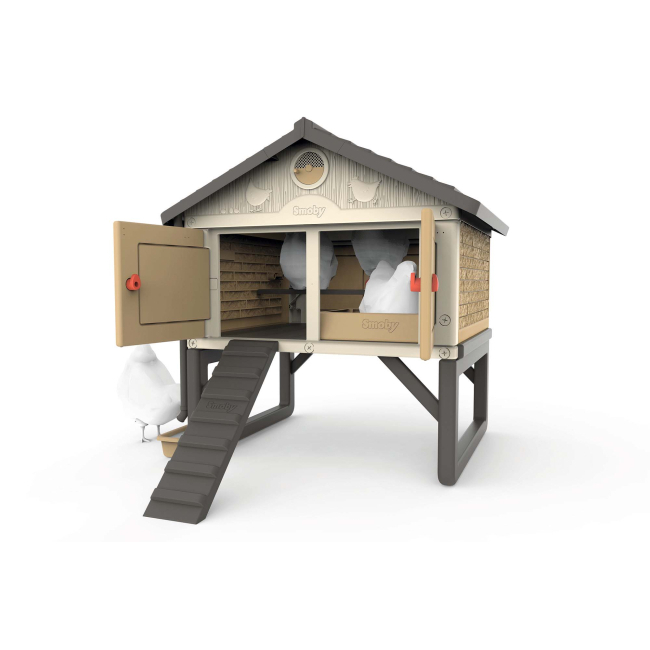 Ігрові комплекси, гойдалки, гірки - Котедж для курочок Smoby бежевий (890100)#2