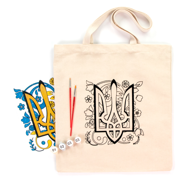 Набори для творчості - ​Набір для творчості Rosa Talent Екосумка-розмальовка Тризуб (N0003604)#2