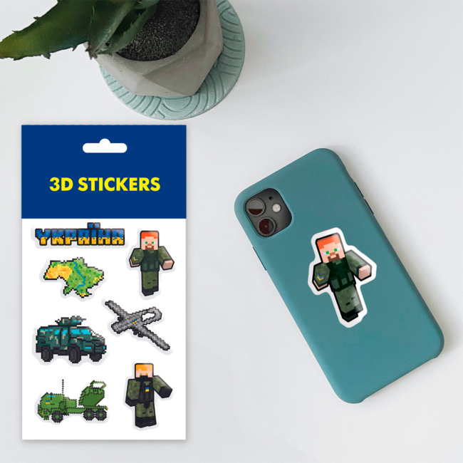 Набори для творчості - 3D стікери Tattooshka Minecraft Ukraine 6 стікерів (SB-33)#3