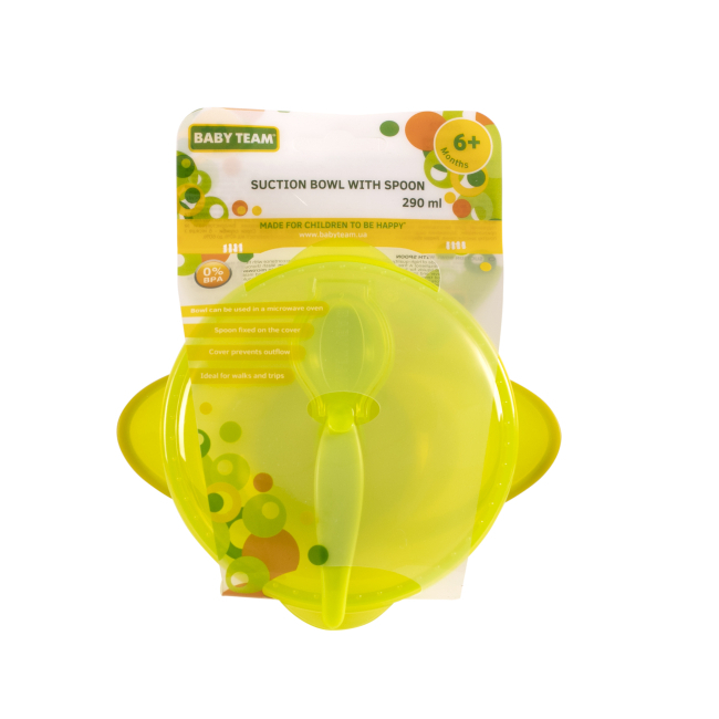 Товары по уходу - Тарелка на присоске Baby Team с крышкой и ложкой в ассортименте (6002)#4