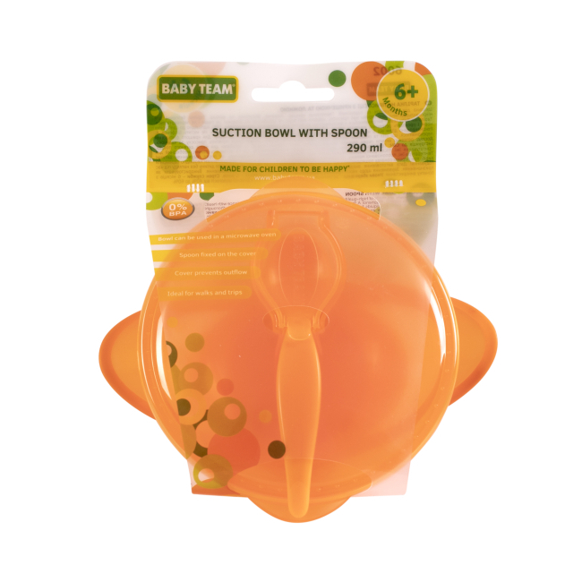Товары по уходу - Тарелка на присоске Baby Team с крышкой и ложкой в ассортименте (6002)#5