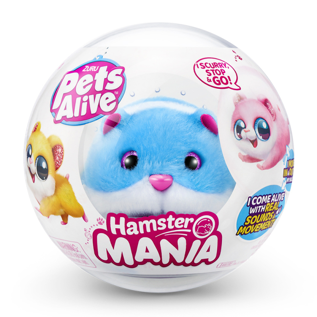 Мягкие животные - Интерактивная игрушка Pets alive S1 Забавный хомячок голубой (9543-1)#2