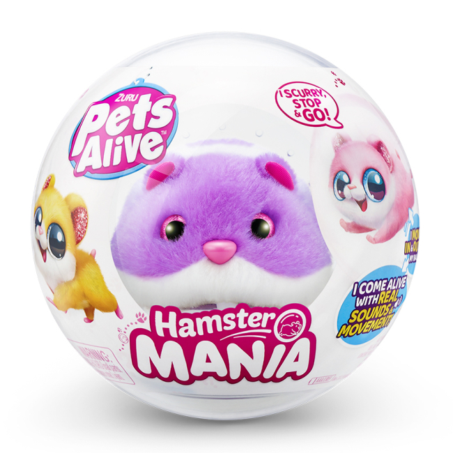 Мягкие животные - Интерактивная игрушка Pets alive S1 Забавный хомячок фиолетовый (9543-3)#2